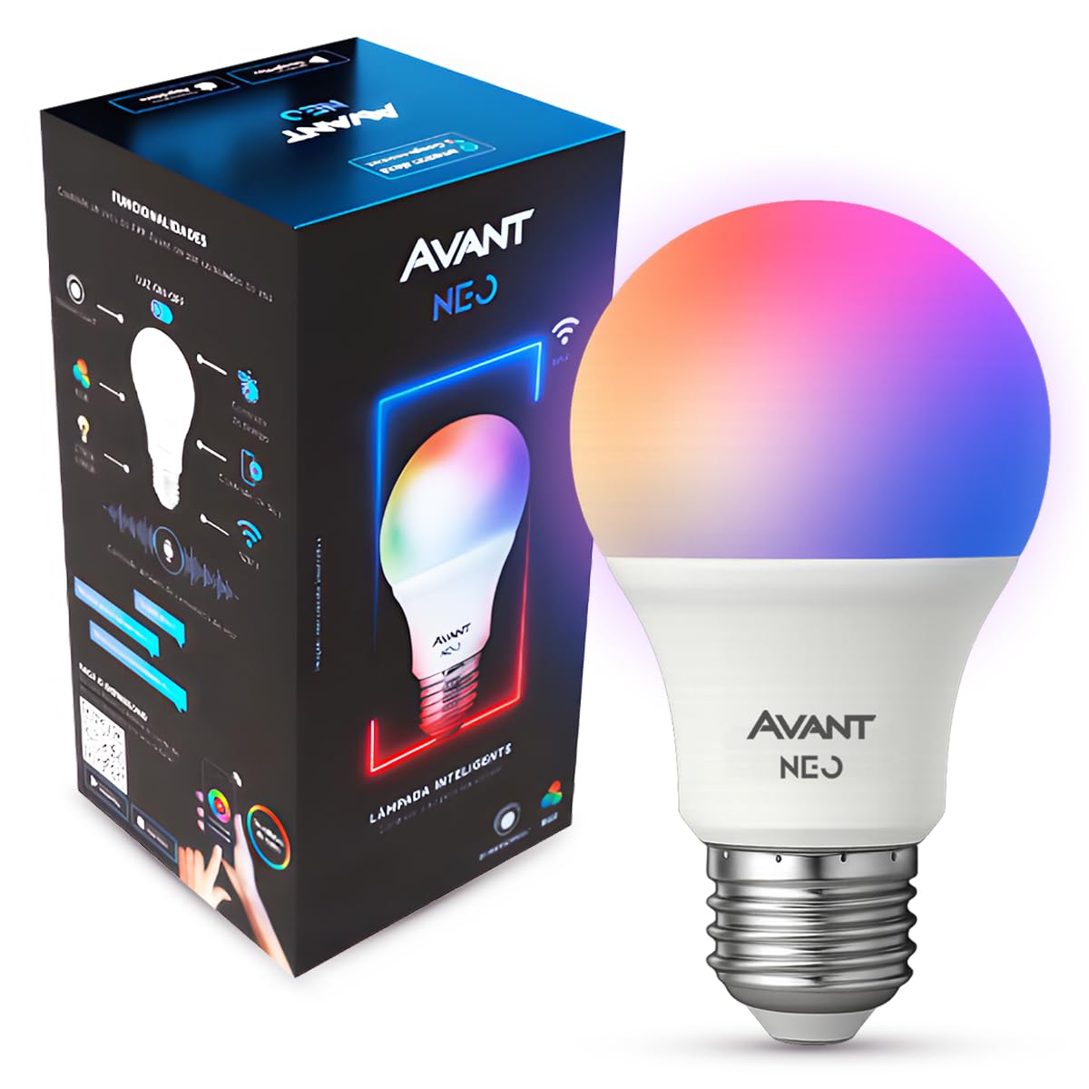 Lâmpada Smart LED 15W E27 Dimerizável RGB Colorida Compatível com